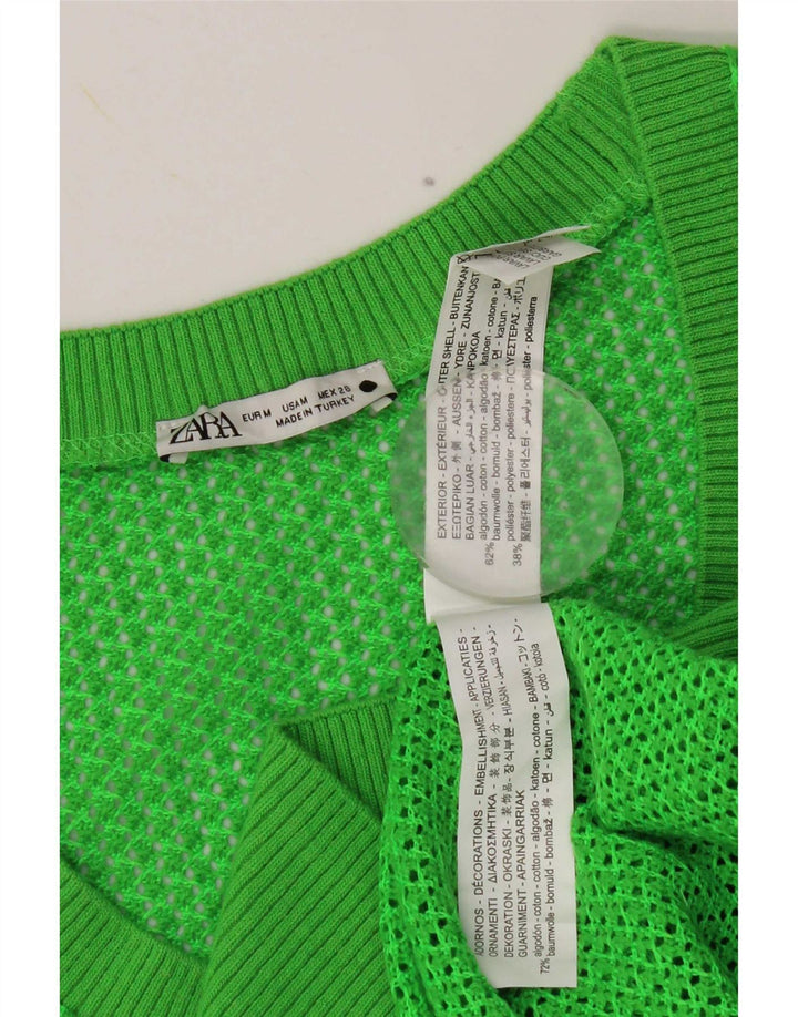 Zara Womens Vest Tank Top UK 14 Medium Green Cotton