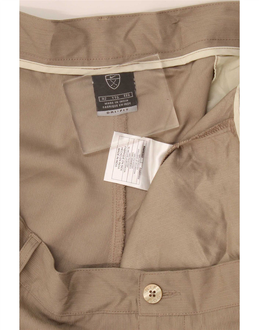Nike Mens Dri Fit Pegged Chino Shorts W42 2XL Beige Polyester