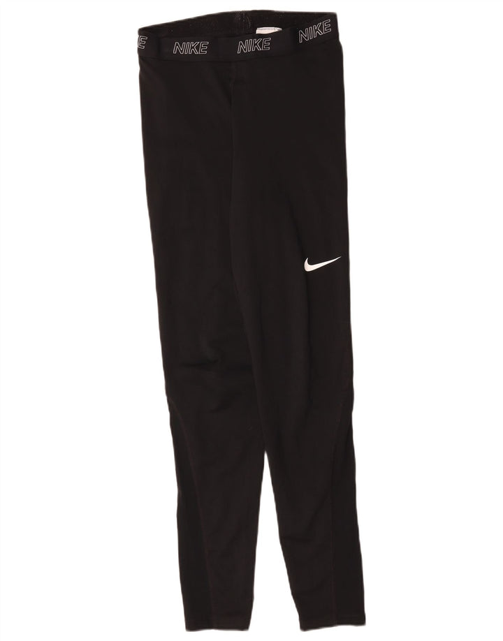 Nike Womens Graphic Leggings UK 12 Medium Black Polyester