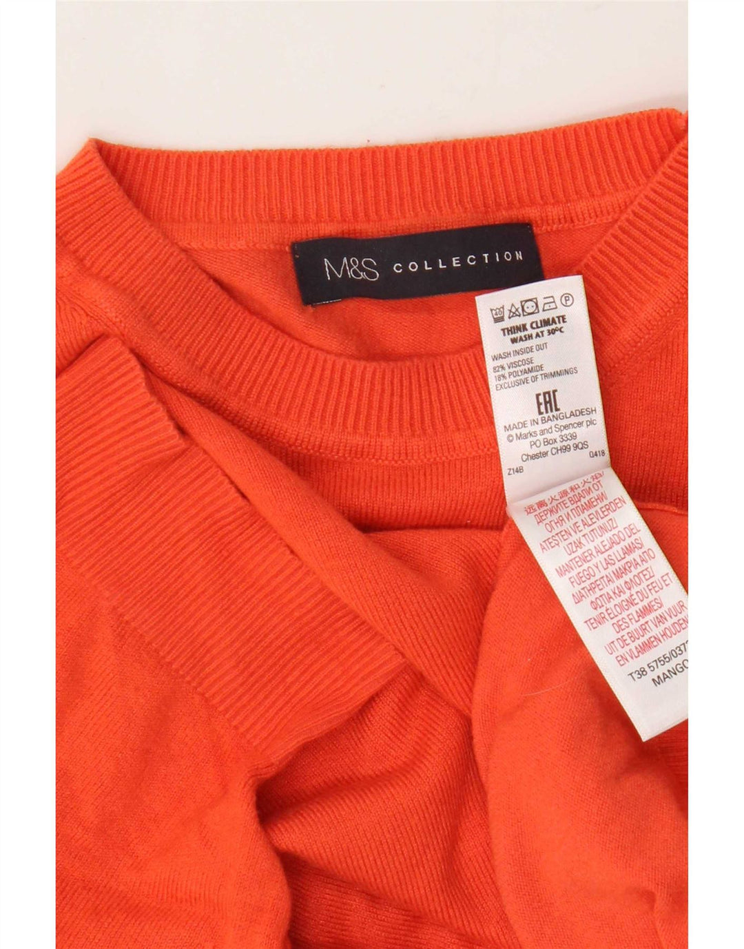 Marks & Spencer Womens Crew Neck Jumper Sweater UK 12 Medium Orange
