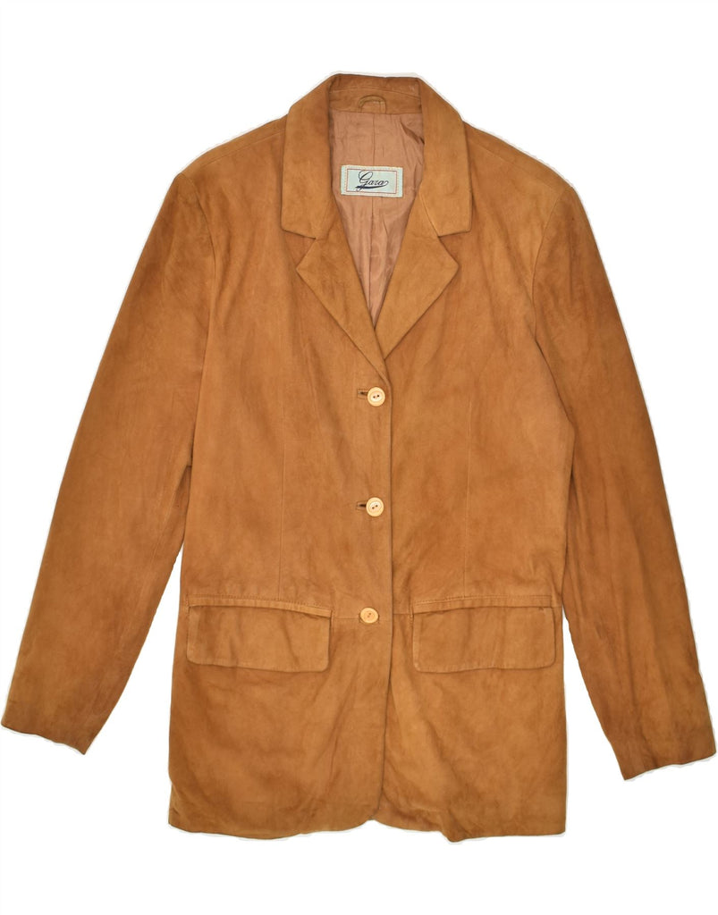 VINTAGE Womens Suede 3 Button Blazer Jacket UK 14 Large Brown | Vintage Vintage | Thrift | Second-Hand Vintage | Used Clothing | Messina Hembry 