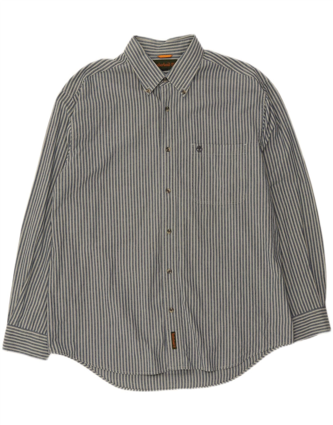 TIMBERLAND Mens Shirt Large Navy Blue Pinstripe Cotton