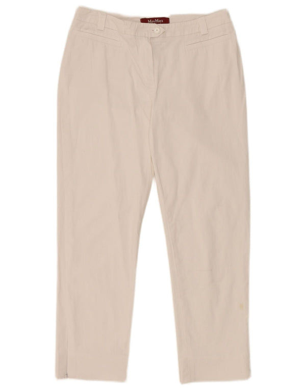 Max Mara Womens Cropped Trousers UK 10 Small W28 L23 White Cotton
