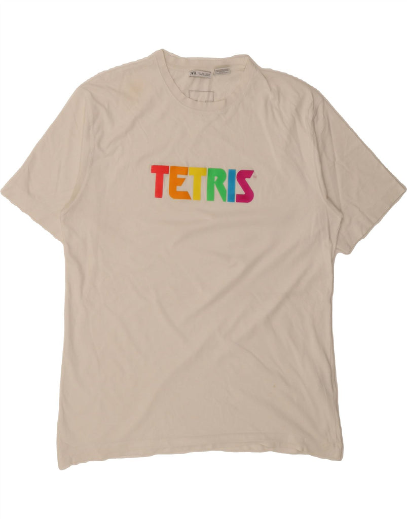 ZARA Mens Graphic T-Shirt Top Large White Cotton Vintage Zara and Second-Hand Zara from Messina Hembry 