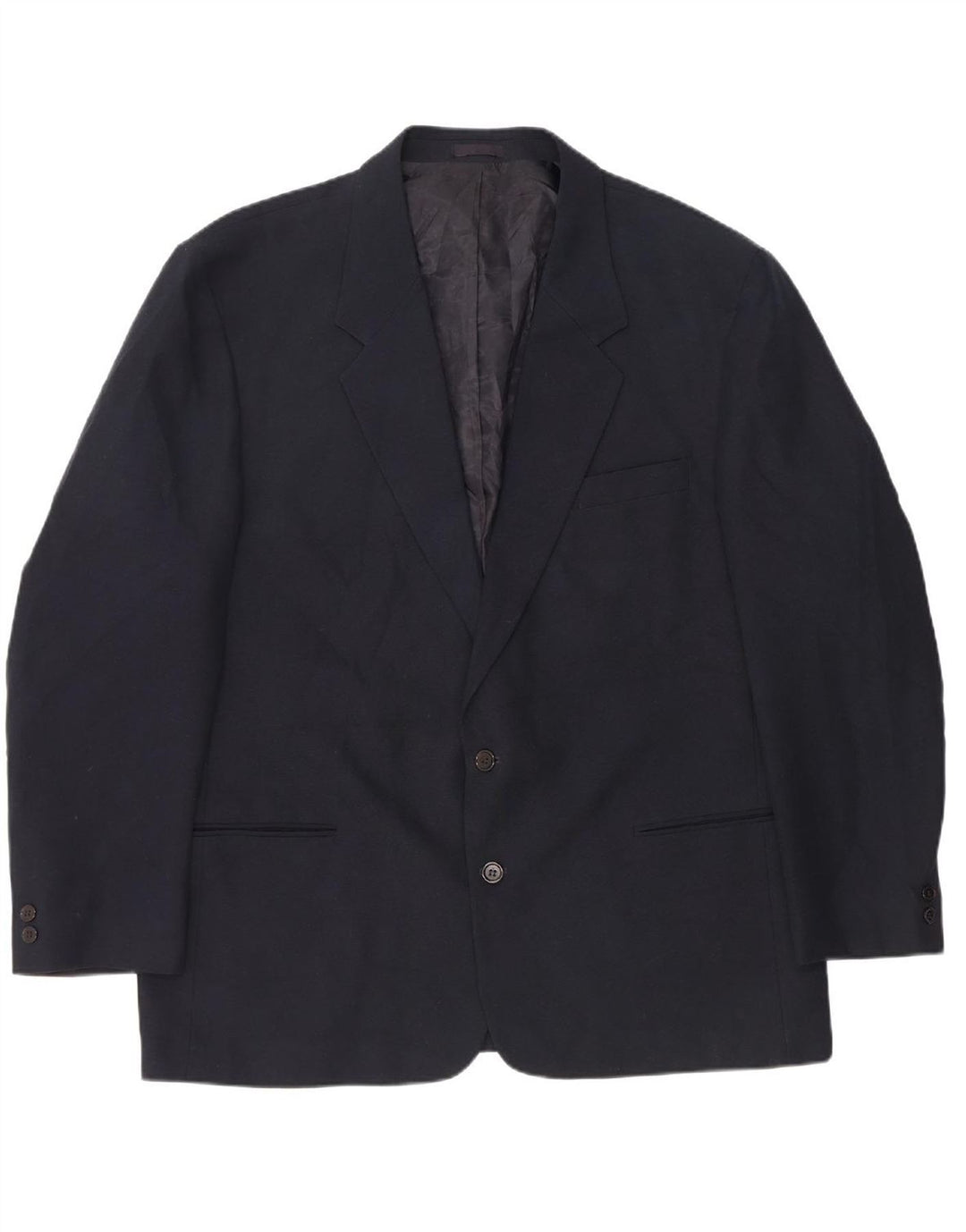FARAH Mens 2 Button Blazer Jacket UK 44 2XL Navy Blue Polyester Vintage Farah and Second-Hand Farah from Messina Hembry 