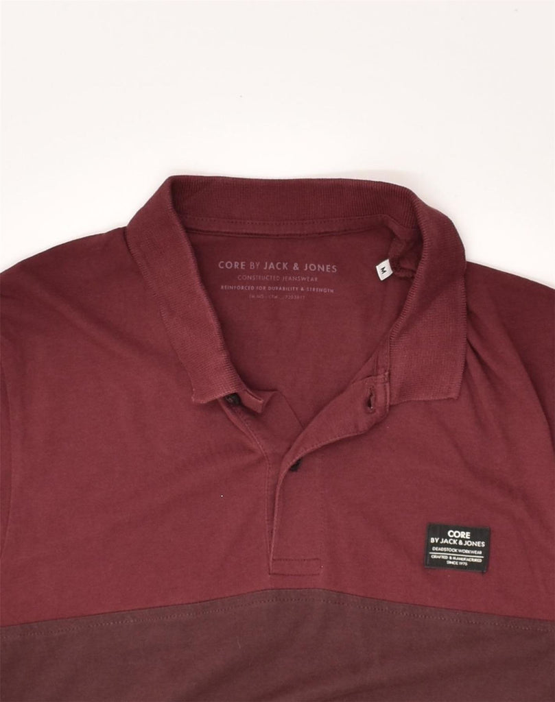 JACK & JONES Mens Polo Shirt Medium Maroon Colourblock Cotton | Vintage Jack & Jones | Thrift | Second-Hand Jack & Jones | Used Clothing | Messina Hembry 