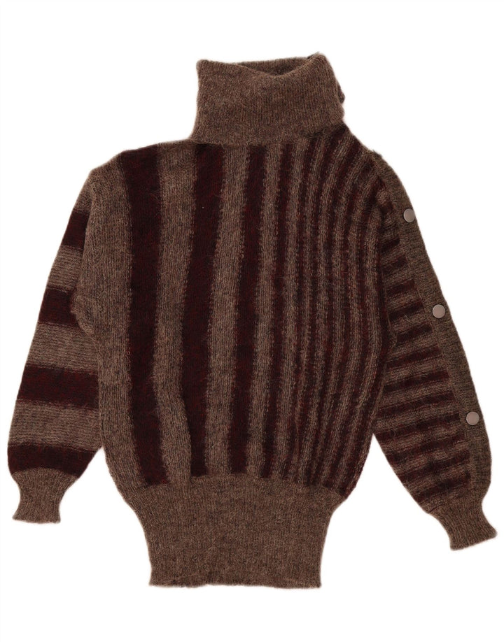 Vintage Womens Roll Neck Jumper Sweater IT 44 Medium Brown Striped