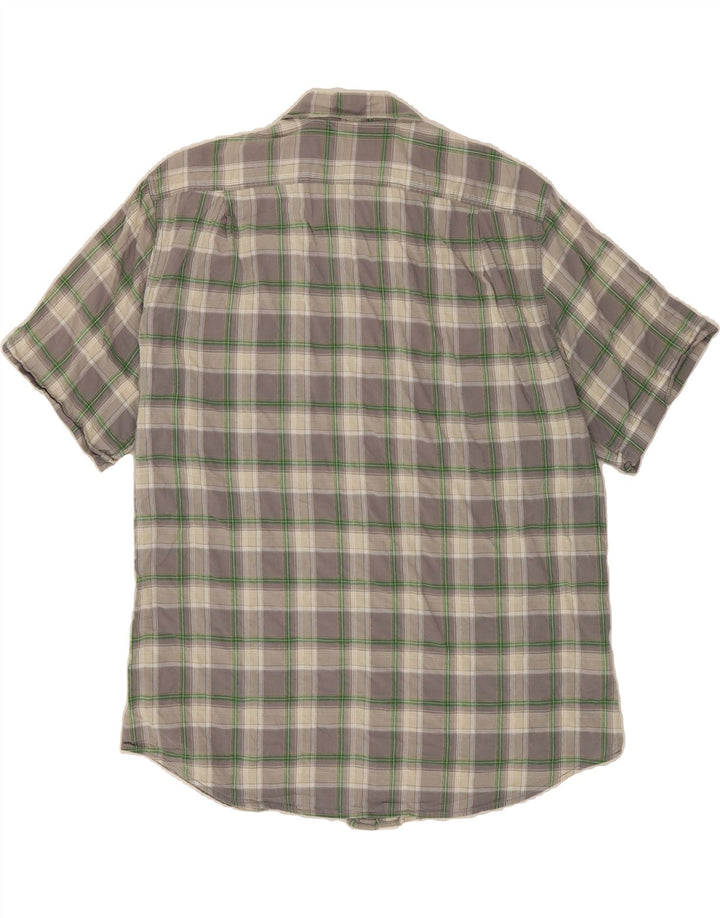 EDDIE BAUER Mens Classic Fit Short Sleeve Shirt Large Grey Check Cotton Vintage Eddie Bauer and Second-Hand Eddie Bauer from Messina Hembry 