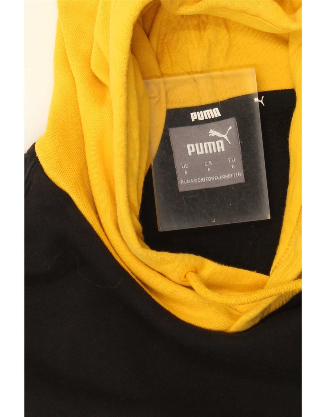 Puma Mens Graphic Hoodie Jumper Small Yellow Colourblock