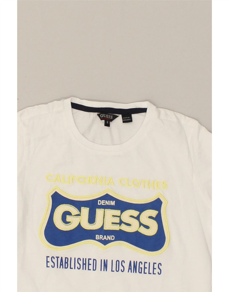 GUESS Boys Graphic T-Shirt Top 7-8 Years White Cotton | Vintage Guess | Thrift | Second-Hand Guess | Used Clothing | Messina Hembry 