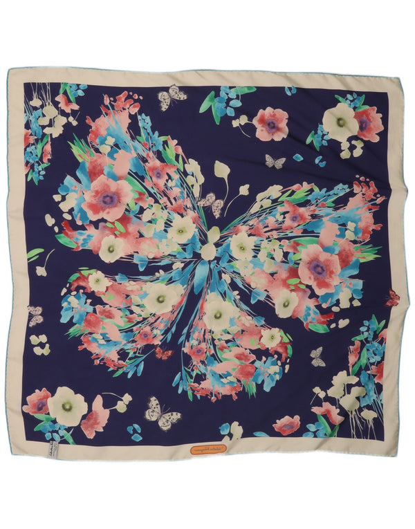 Salvatore Ferragamo Womens Square Scarf One Size Navy Blue Floral Butterfly