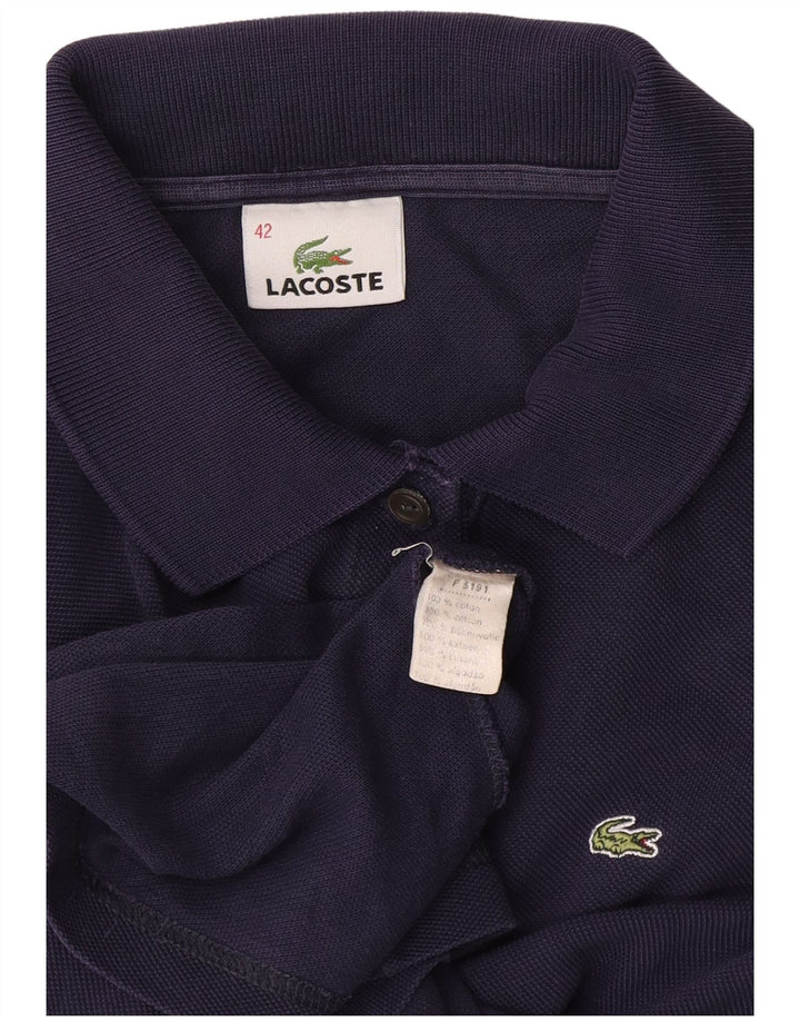 Lacoste Womens Polo Shirt Size 42 Large Navy Blue Cotton