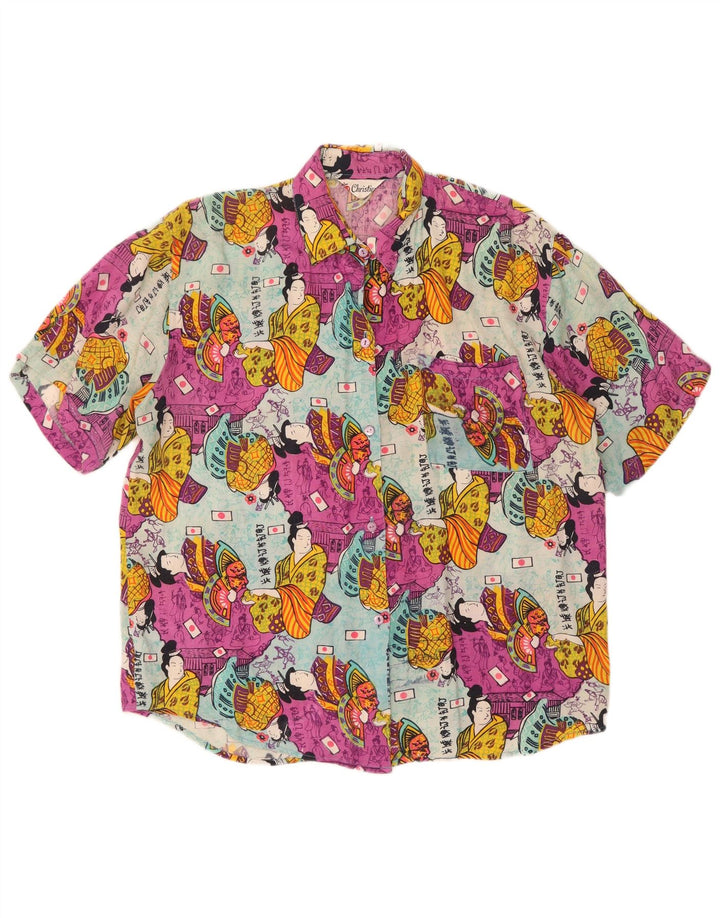 Christian Womens Graphic Short Sleeve Shirt UK 14 Large Multicoloured