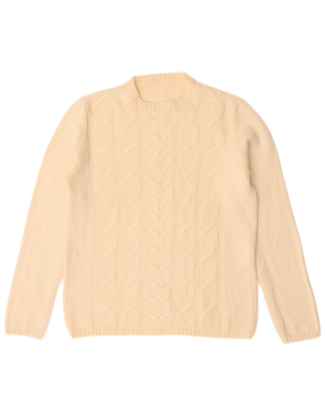 Vintage Womens Crew Neck Jumper Sweater IT 44 Medium Off White Merino Wool