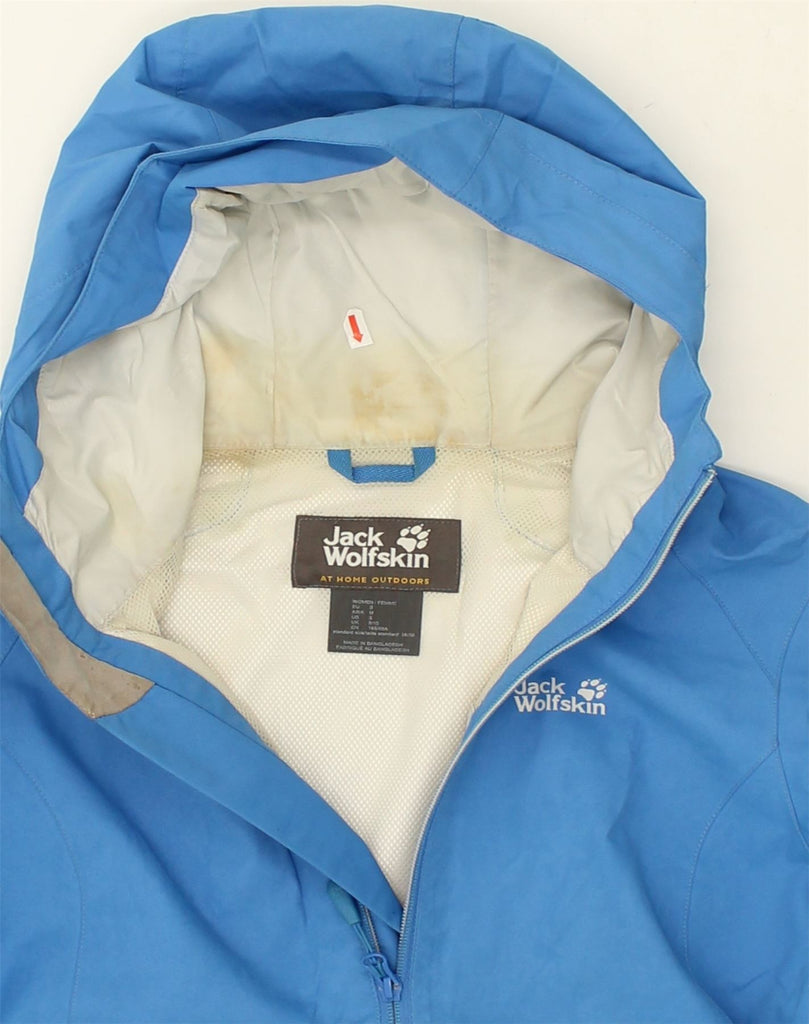 JACK WOLFSKIN Womens Hooded Rain Jacket UK 10 Small Blue Polyester | Vintage Jack Wolfskin | Thrift | Second-Hand Jack Wolfskin | Used Clothing | Messina Hembry 