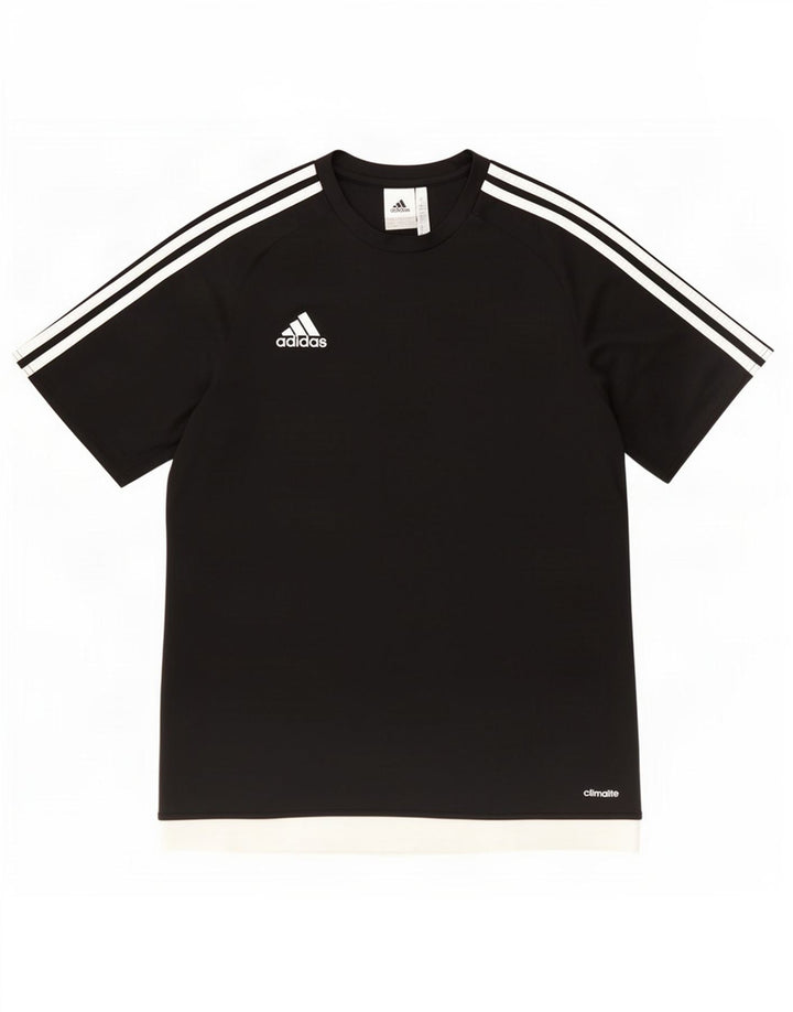 Adidas Mens Climalite T-Shirt Top Large Black Colourblock Polyester