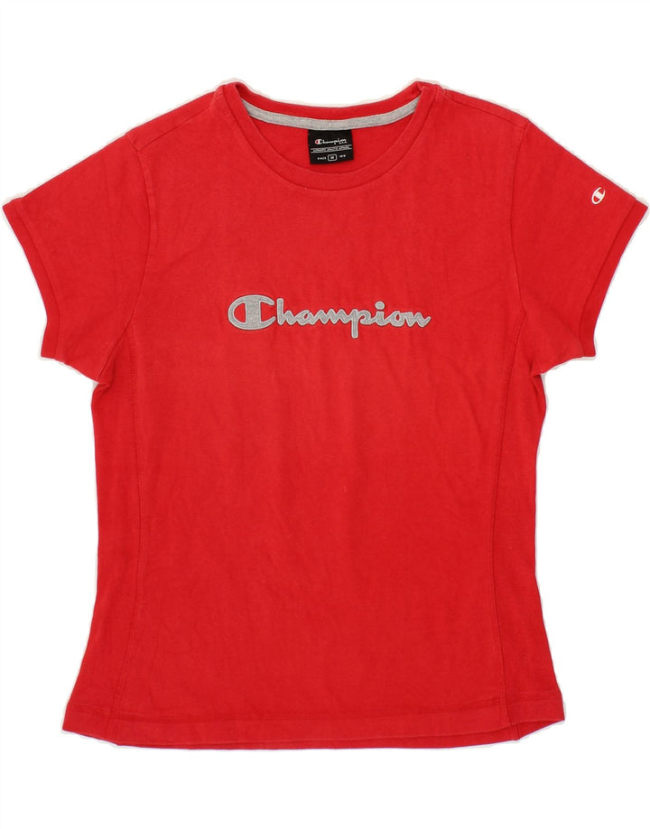 CHAMPION Womens Graphic T-Shirt Top UK 14  Medium Red Cotton Vintage Champion and Second-Hand Champion from Messina Hembry 
