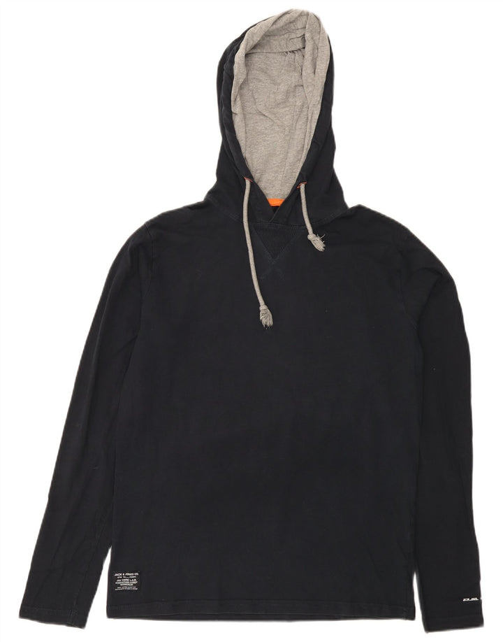Jack & Jones Mens Hooded Top Long Sleeve Medium Navy Blue
