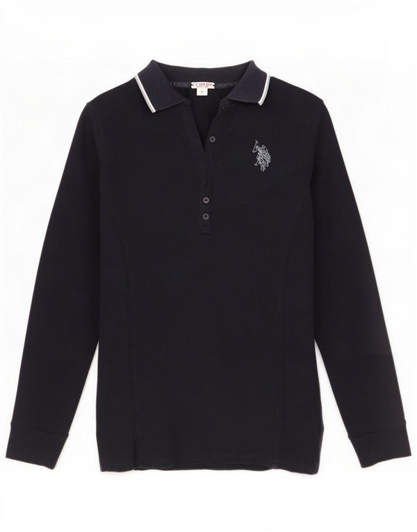 U.S. Polo Assn. Womens Long Sleeve Polo Shirt UK 10 Small Navy Blue