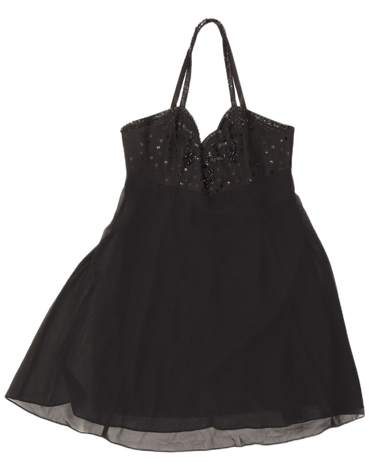 Charlotte Halton Womens Mini Halter Dress UK 12 Medium Black Polyester