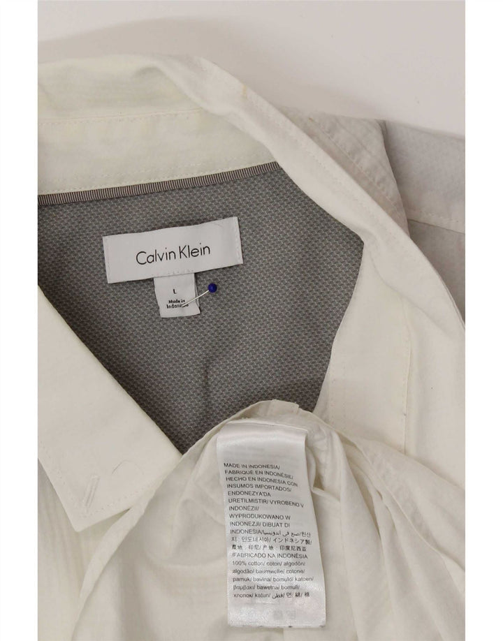 Calvin Klein Mens Short Sleeve Shirt Large White Cotton