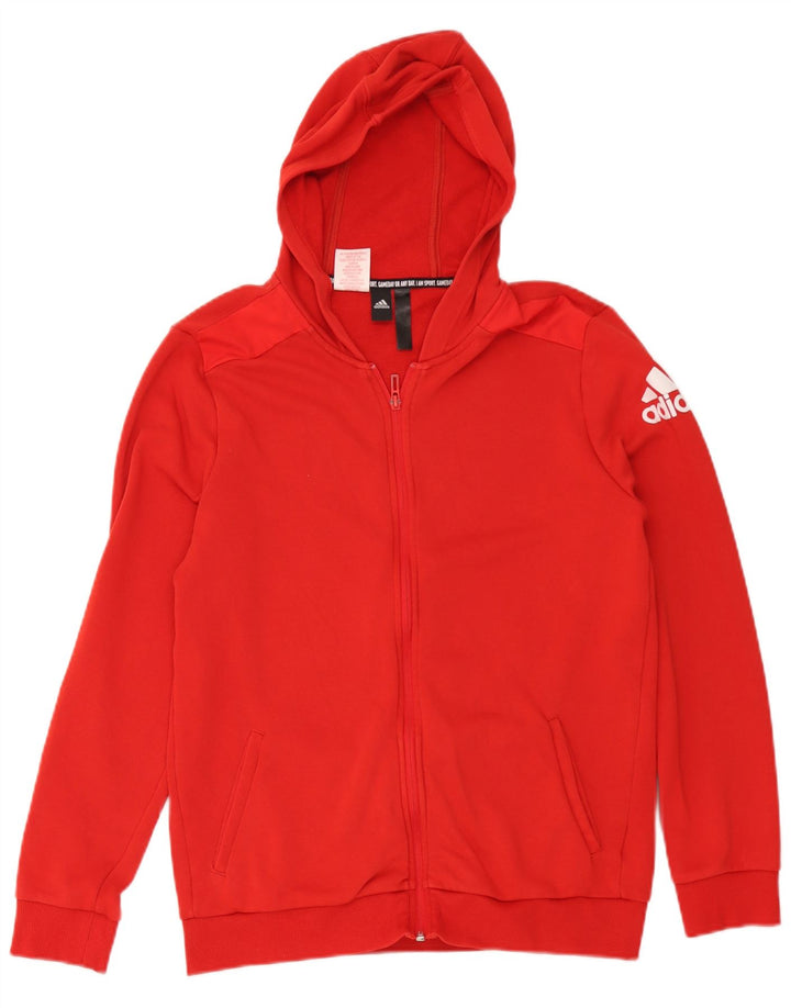 Adidas Mens Graphic Zip Hoodie Sweater Medium Red Cotton