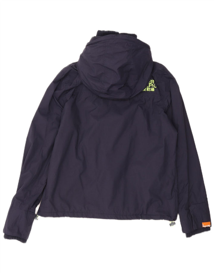 Superdry Womens Graphic Windbreaker Jacket UK 18 XL Navy Blue Nylon