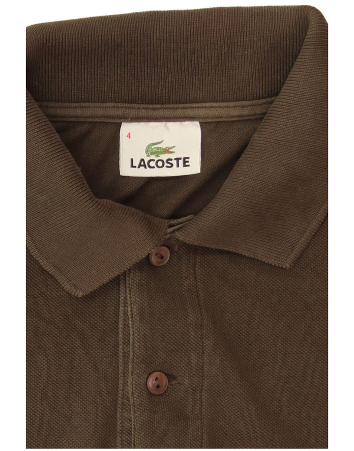 Lacoste Mens Polo Shirt Size 4 Medium Khaki Cotton