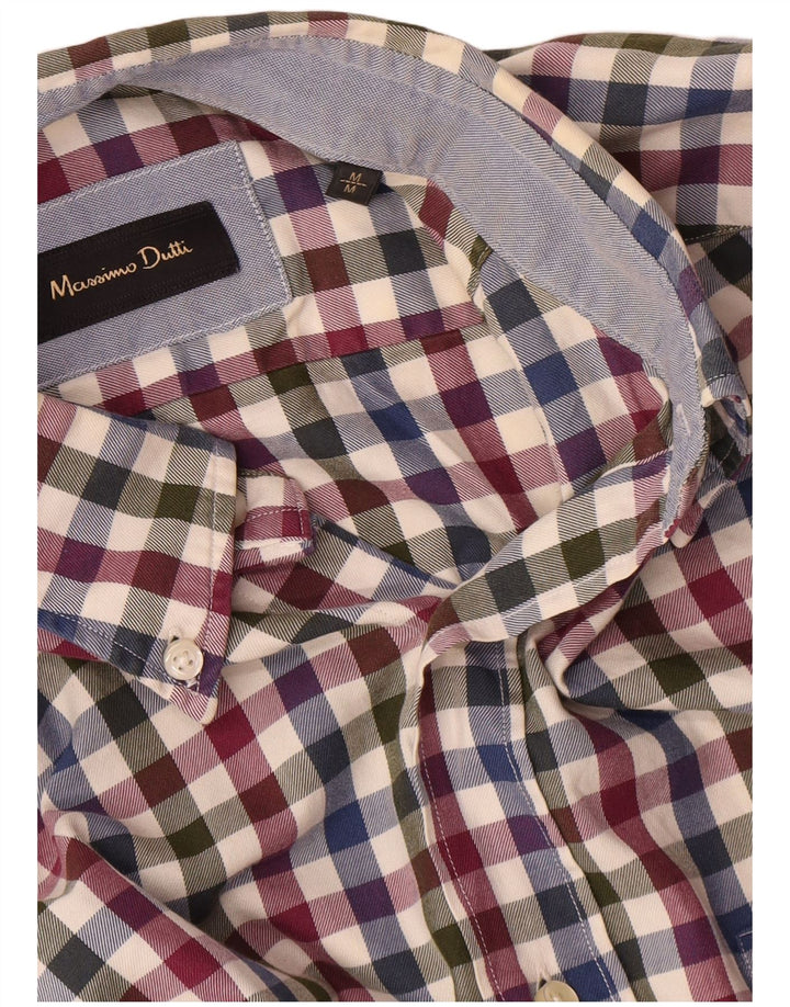 MASSIMO DUTTI Mens Flannel Shirt Medium Multicoloured Gingham Cotton