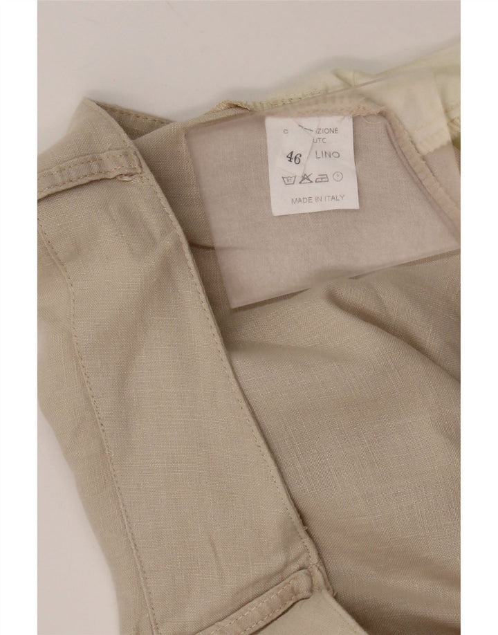 Vintage Womens Straight Cargo Trousers IT 46 Large W32 L32 Beige Linen