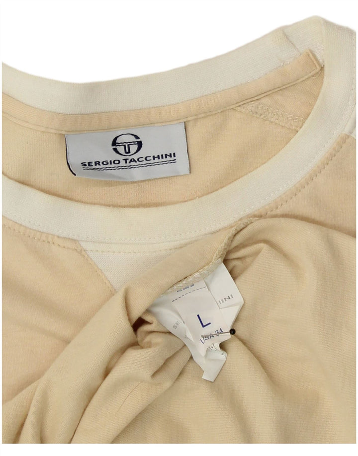 Sergio Tacchini Mens T-Shirt Top Large Beige Cotton