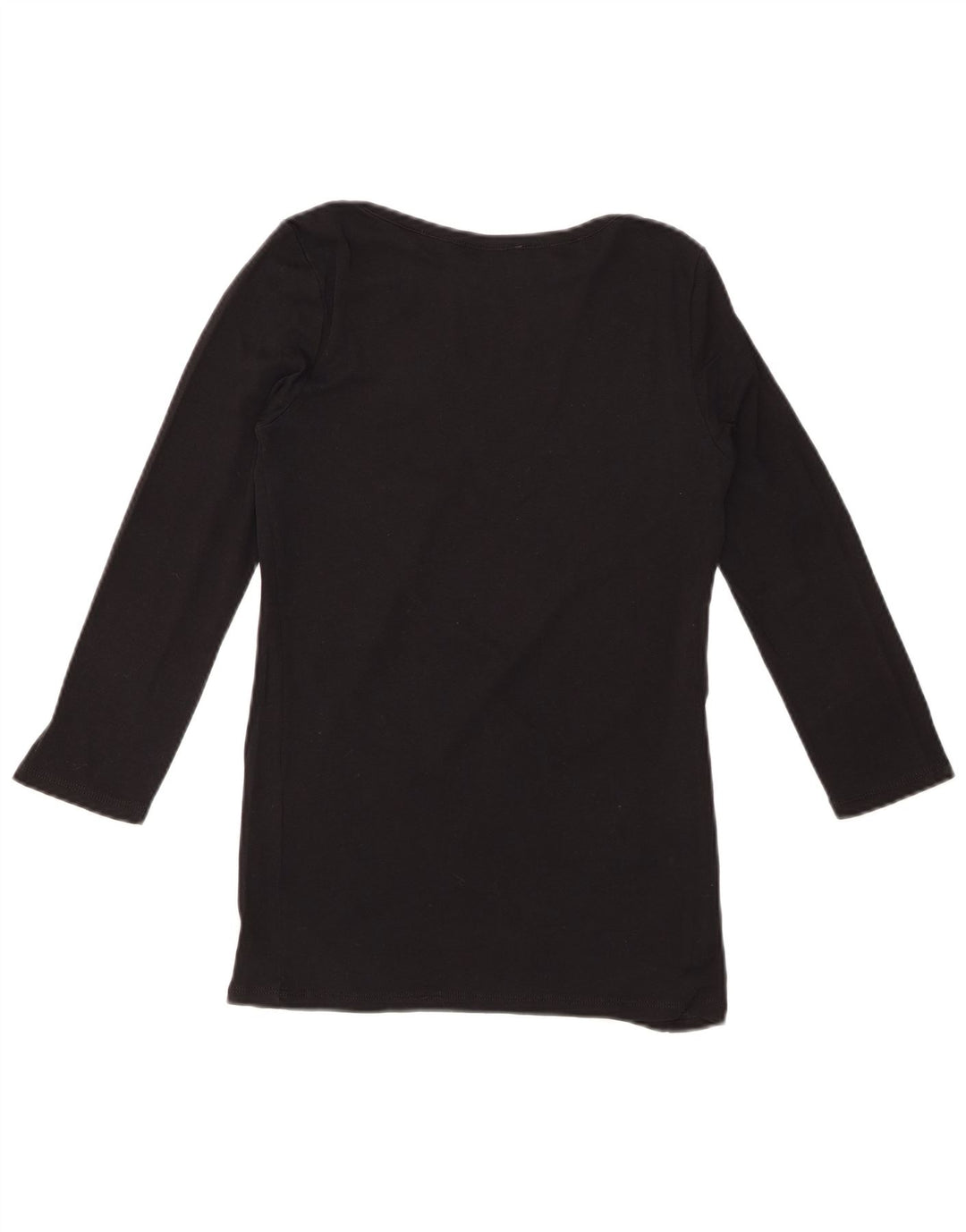 BENETTON Womens Graphic Top 3/4 Sleeve UK 8 Small Black