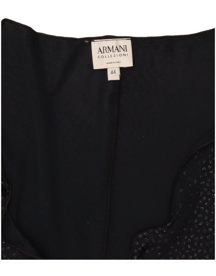 Armani Womens Long Sleeve Blouse Top IT 44 Medium Black Spotted