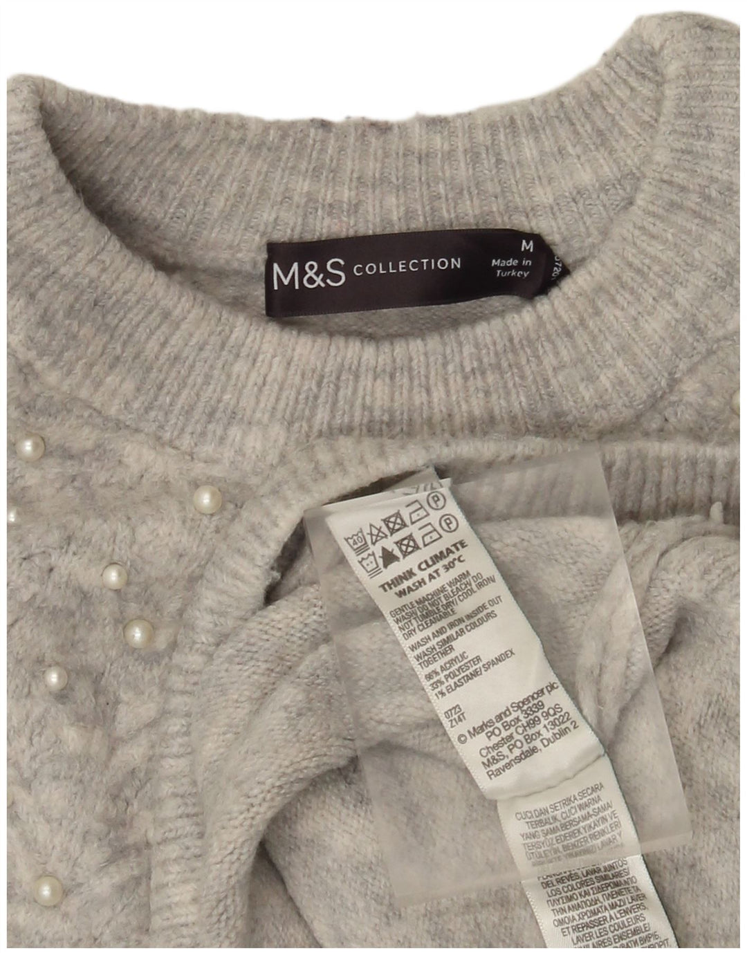 Marks & Spencer Womens Crew Neck Jumper Sweater UK 14 Medium Grey Flecked