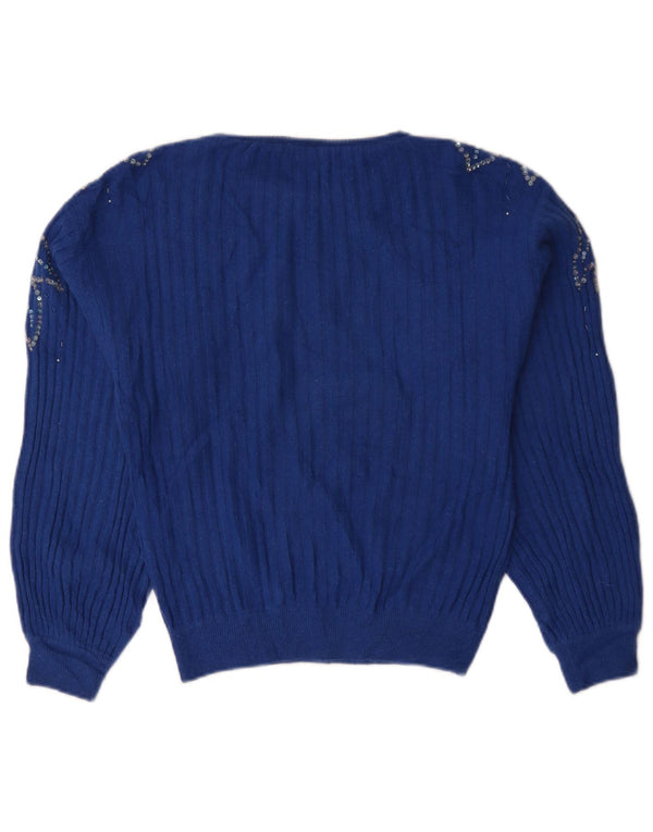 Confezioni Di Lusso Womens Boat Neck Jumper Sweater UK 14 Medium Blue