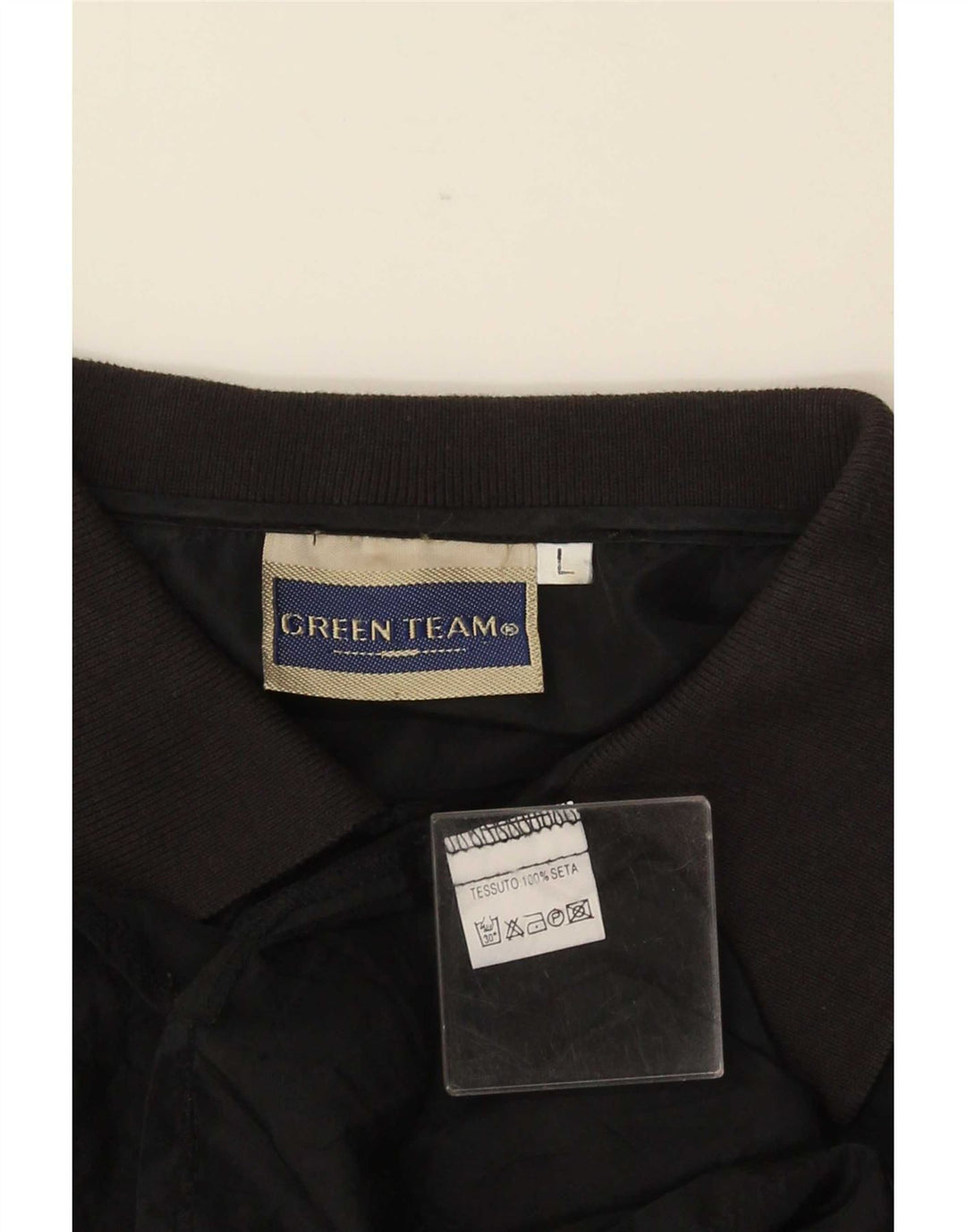Vintage Mens Short Sleeve Pullover Shirt Large Black Silk