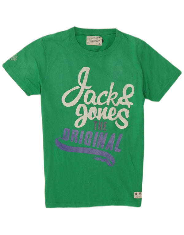 Jack & Jones Mens Graphic T-Shirt Top Medium Green Cotton