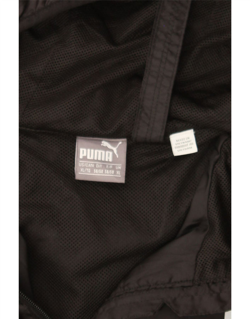 PUMA Mens Graphic Hooded Rain Jacket UK 42 XL Black Polyester Vintage Puma and Second-Hand Puma from Messina Hembry 