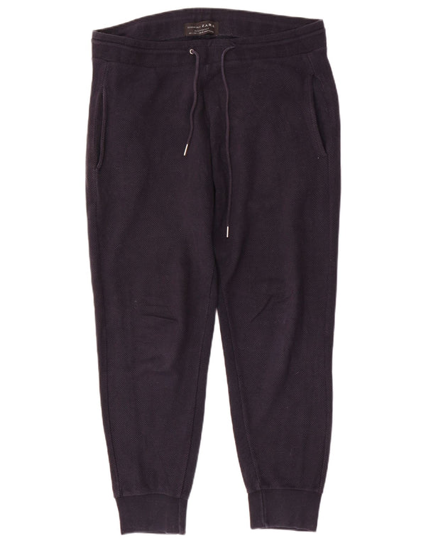 Zara Mens Tracksuit Trousers Joggers Large Navy Blue Cotton