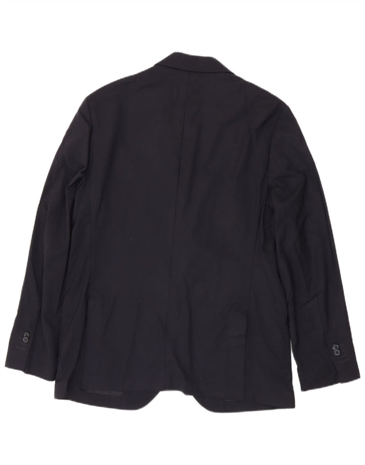 Massimo Dutti Mens 2 Button Blazer Jacket EU 52 Large Navy Blue Wool
