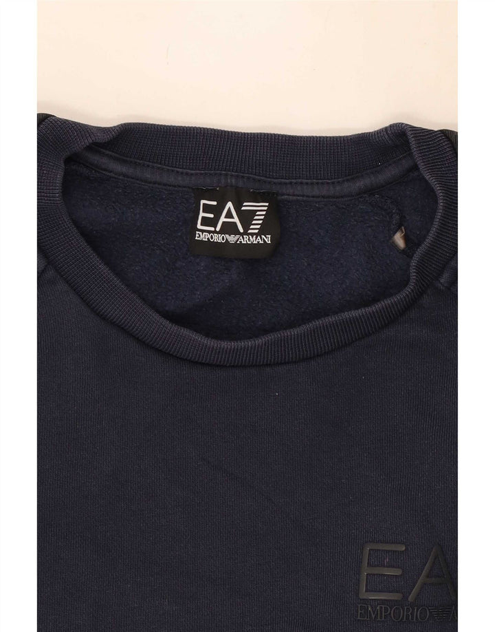 Emporio Armani Mens Graphic Sweatshirt Jumper Medium Navy Blue Colourblock