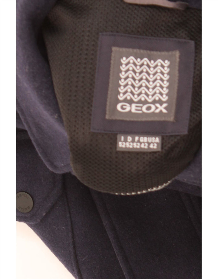 GEOX Mens Respira Utility Jacket UK 42 XL Navy Blue Wool