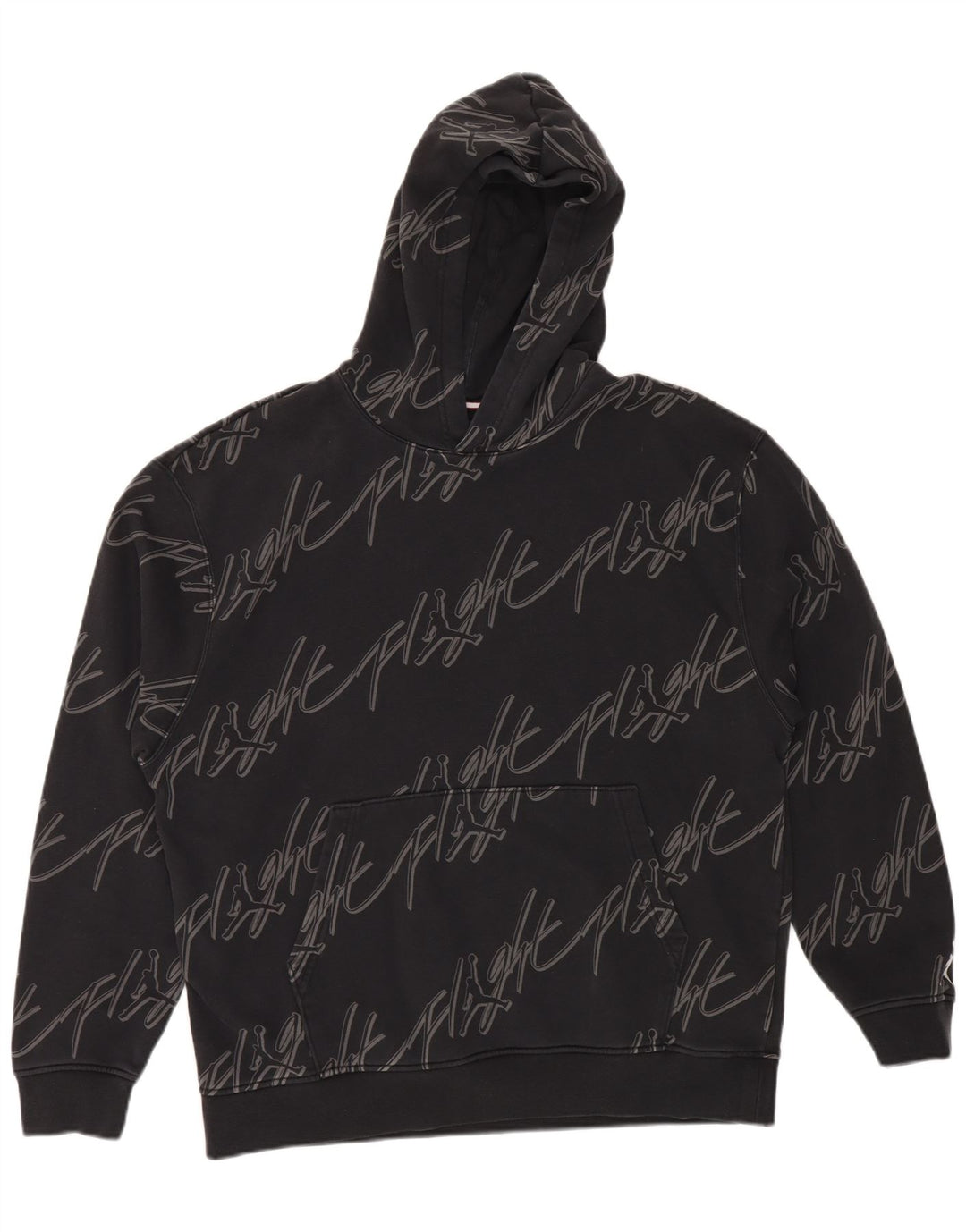 JORDAN Mens Graphic Hoodie Jumper Large Black Cotton