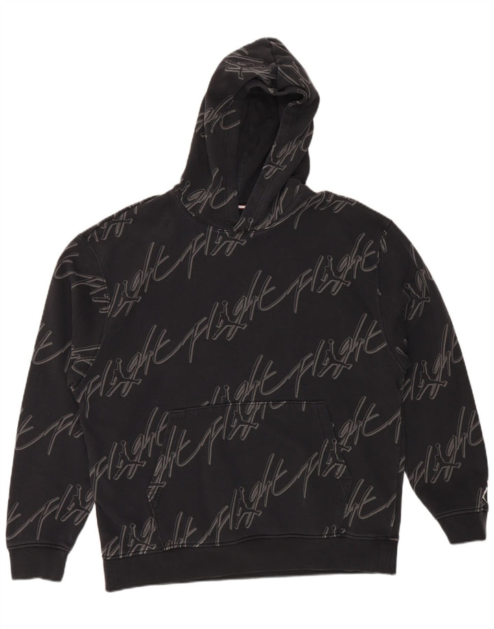 JORDAN Mens Graphic Hoodie Jumper Large Black Cotton