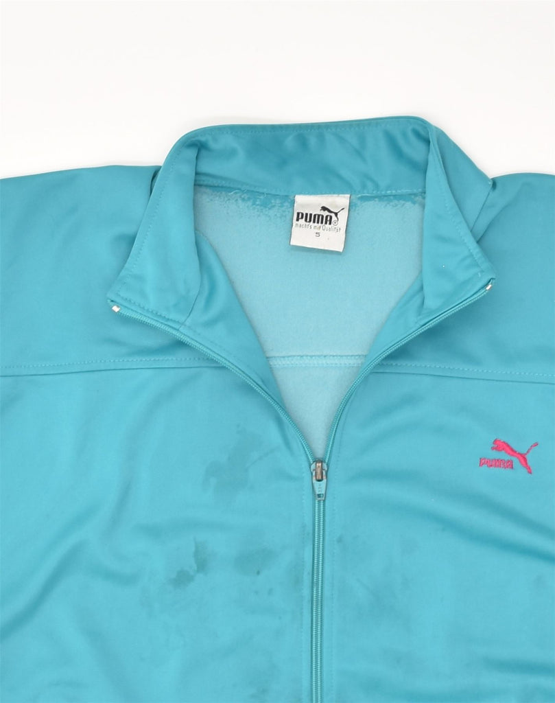 PUMA Womens Tracksuit Top Jacket UK 14 Medium Turquoise Polyester | Vintage Puma | Thrift | Second-Hand Puma | Used Clothing | Messina Hembry 