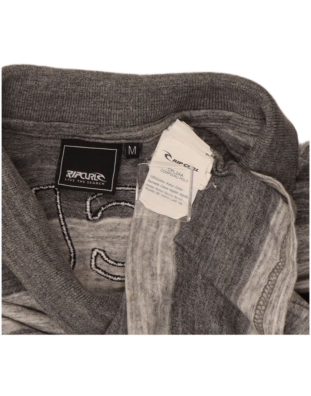 Rip Curl Mens Graphic Polo Shirt Medium Grey Striped Cotton