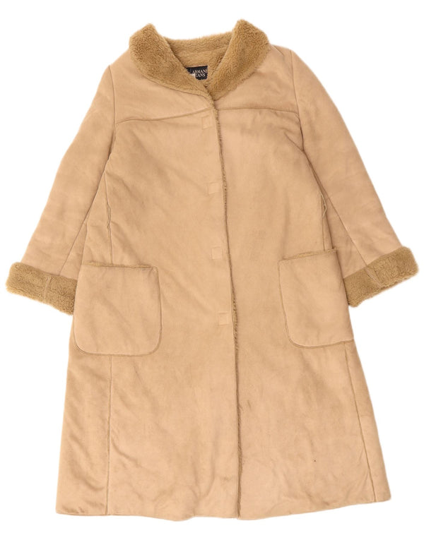 ARMANI Womens Sherpa Overcoat UK 16 Large Beige