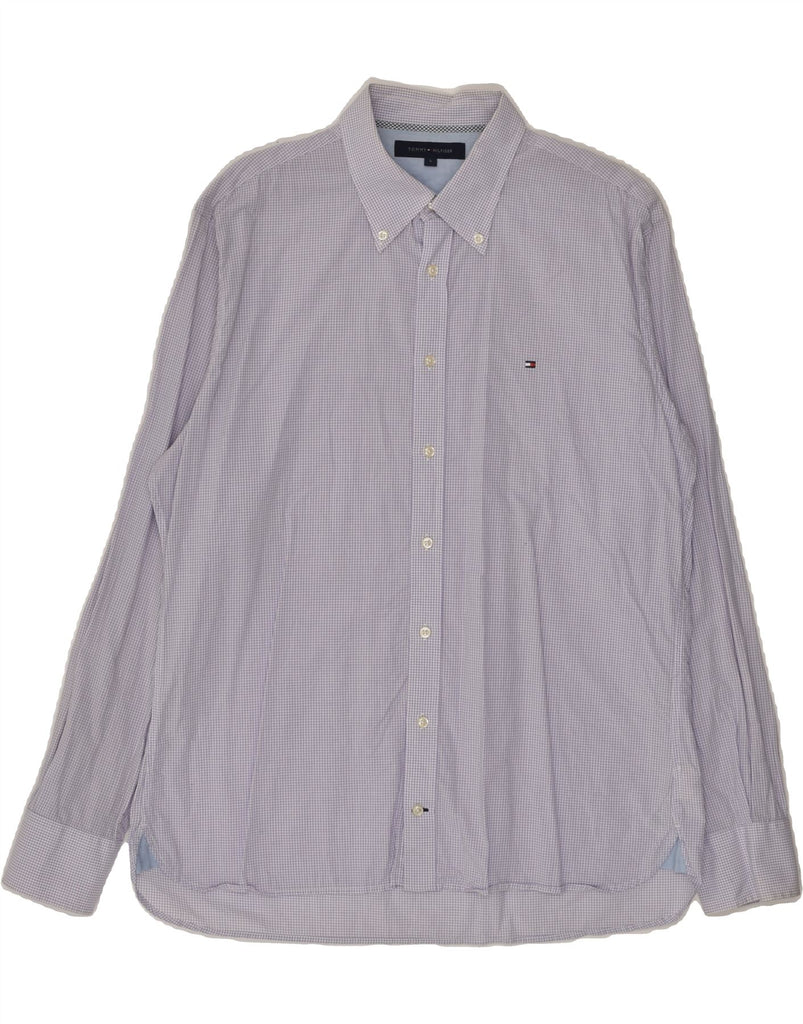 TOMMY HILFIGER Mens Shirt Large Purple Check Cotton | Vintage Tommy Hilfiger | Thrift | Second-Hand Tommy Hilfiger | Used Clothing | Messina Hembry 