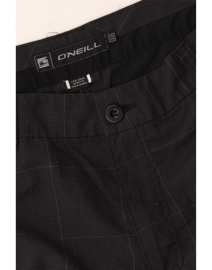 O'Neill Mens Chino Shorts W33 Medium Grey Check Polyester