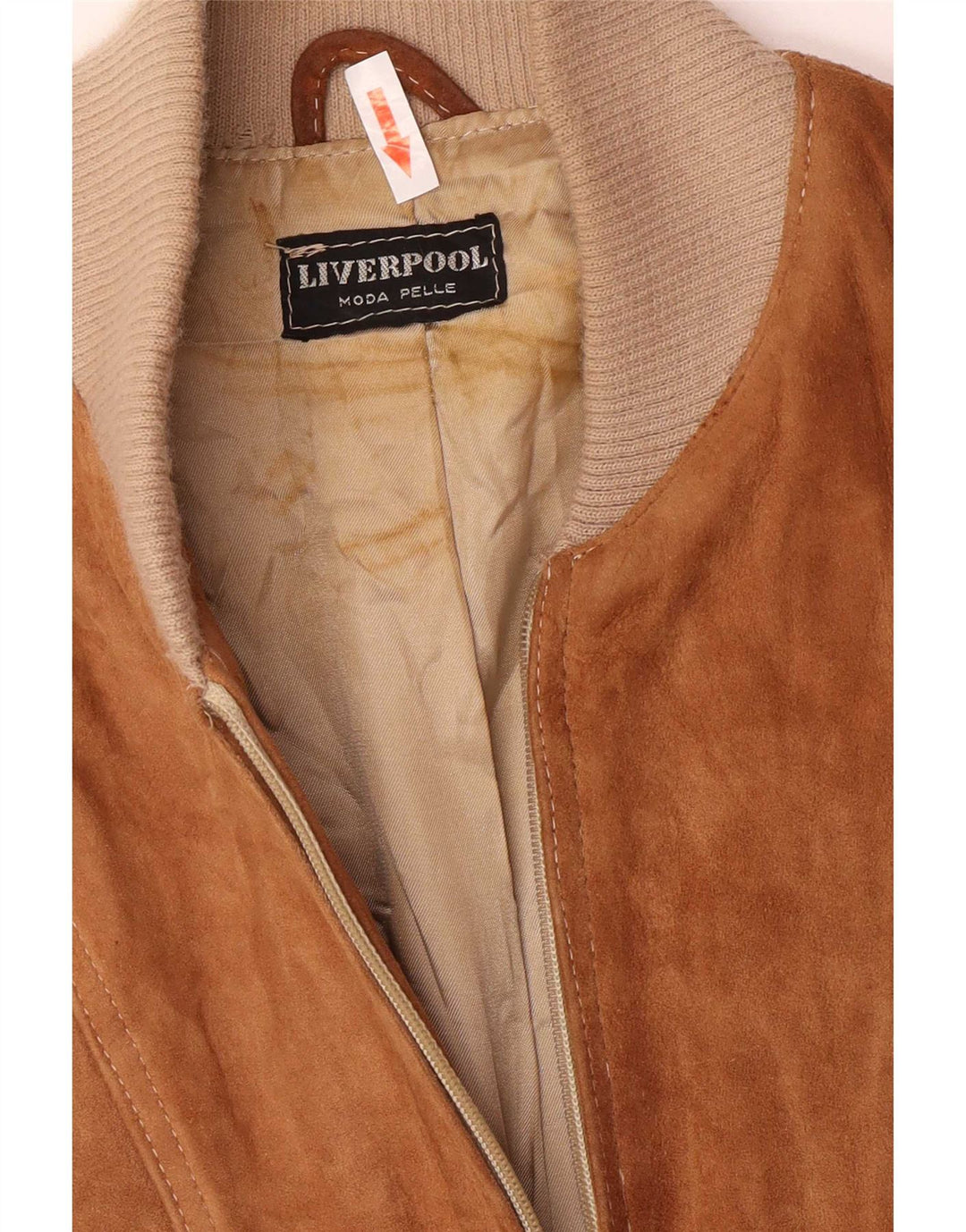 Liverpool Mens Suede Bomber Jacket UK 38 Medium Brown Colourblock Leather